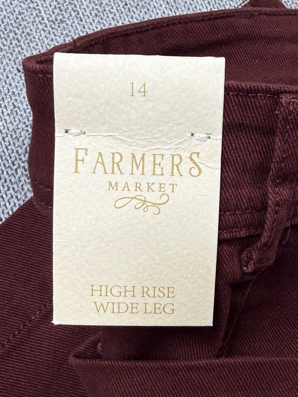 Farmers NWT Market High Rise Wide Leg Pants Size 14 Burgundy - Picture 3 of 8